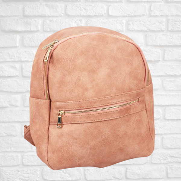 NGIL Peach Faux Leather Small Backpack