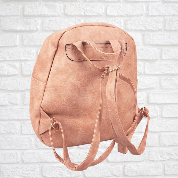 NGIL Peach Faux Leather Small Backpack