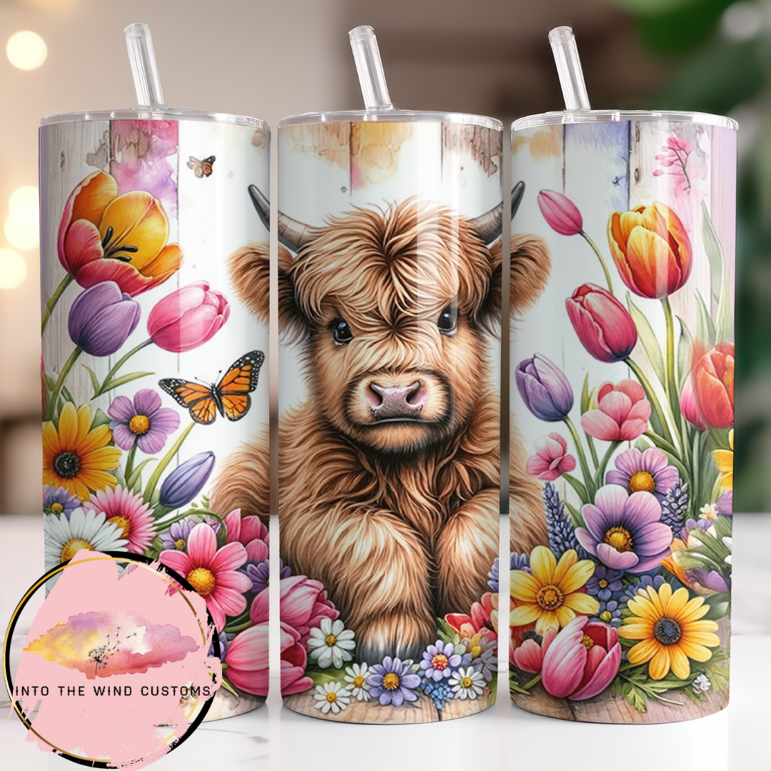 Floral Highland Cow