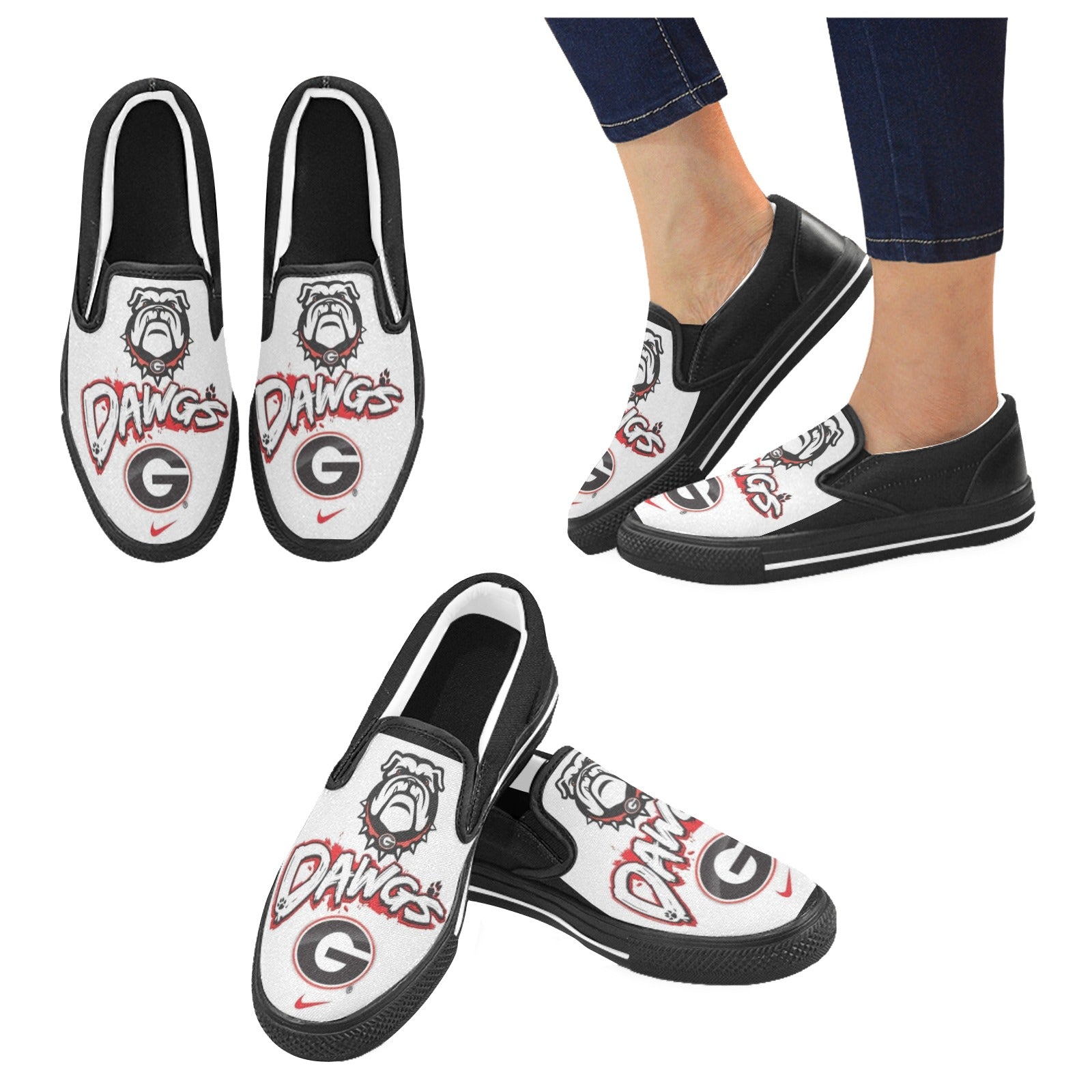 Women's Slip-on Canvas Shoes (UGA Dawgs)