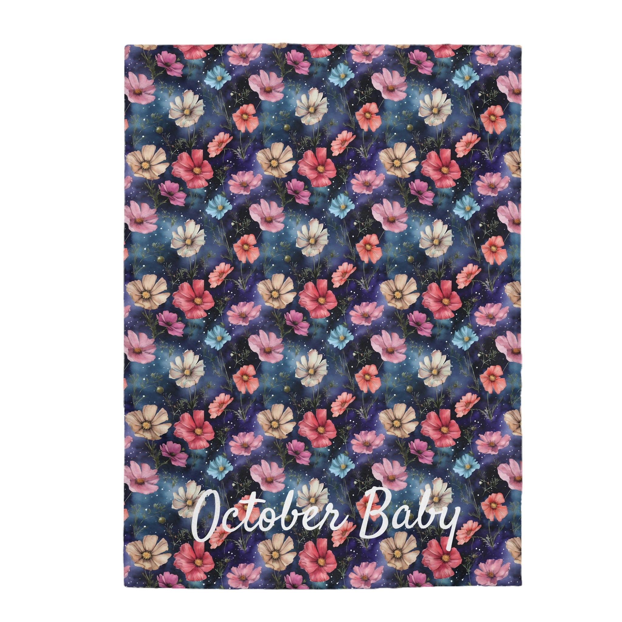 Birth Month Flower (October) Velveteen Plush Blanket