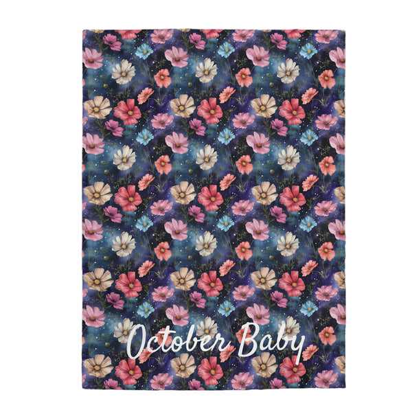 Birth Month Flower (October) Velveteen Plush Blanket