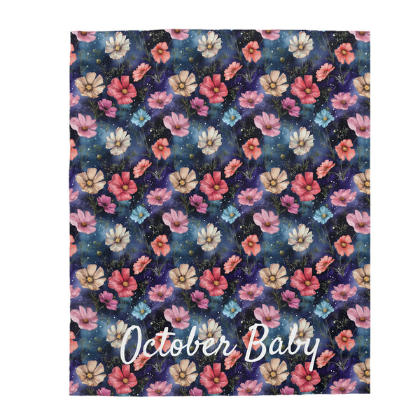 Birth Month Flower (October) Velveteen Plush Blanket