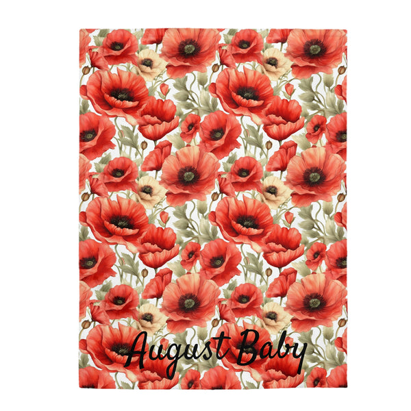 Birth Month Flower (August) Velveteen Plush Blanket