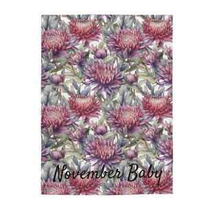 Birth Month Flower (November) Velveteen Plush Blanket