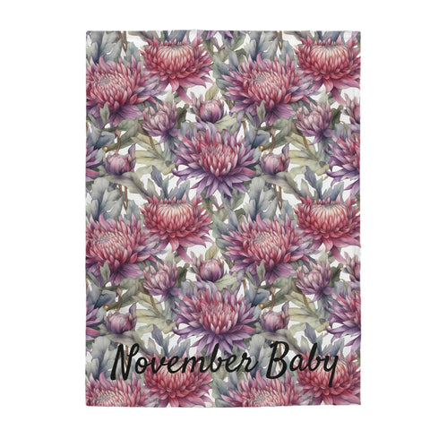 Birth Month Flower (November) Velveteen Plush Blanket