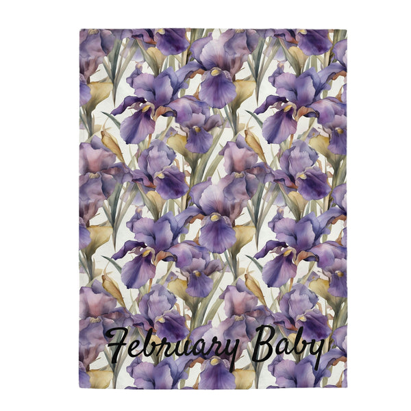 Birth Month Flower (February) Velveteen Plush Blanket