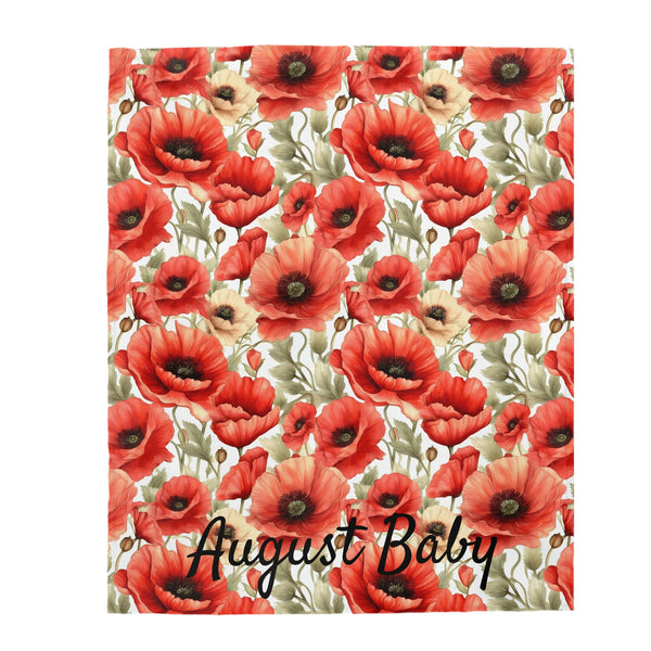 Birth Month Flower (August) Velveteen Plush Blanket