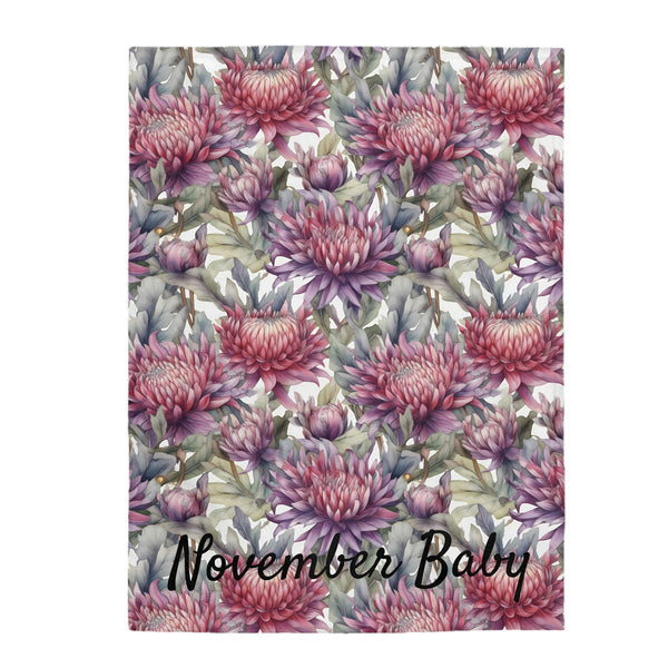 Birth Month Flower (November) Velveteen Plush Blanket