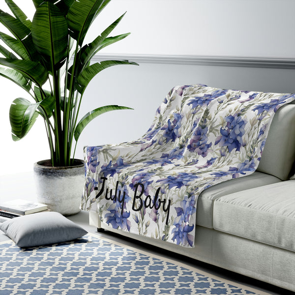 Birth Month Flower (July) Velveteen Plush Blanket