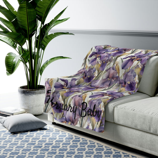 Birth Month Flower (February) Velveteen Plush Blanket