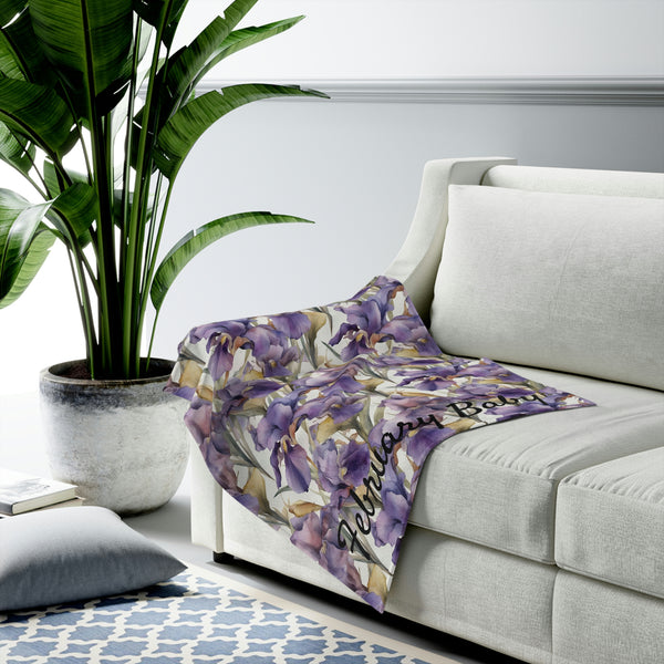 Birth Month Flower (February) Velveteen Plush Blanket