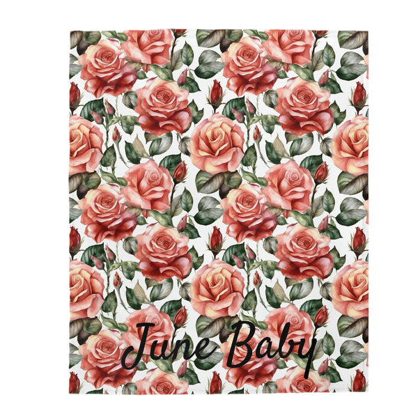 Birth Month Flower (June) Velveteen Plush Blanket