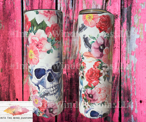 Floral Skull Tumbler