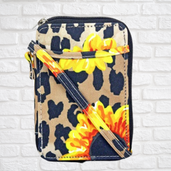 Sunflower Leopard Wristlet