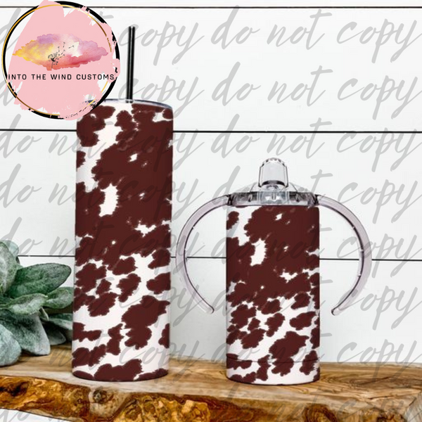 Mama & Mini "GROW WITH ME CUP" Tumbler Set (Brown Cow Print)