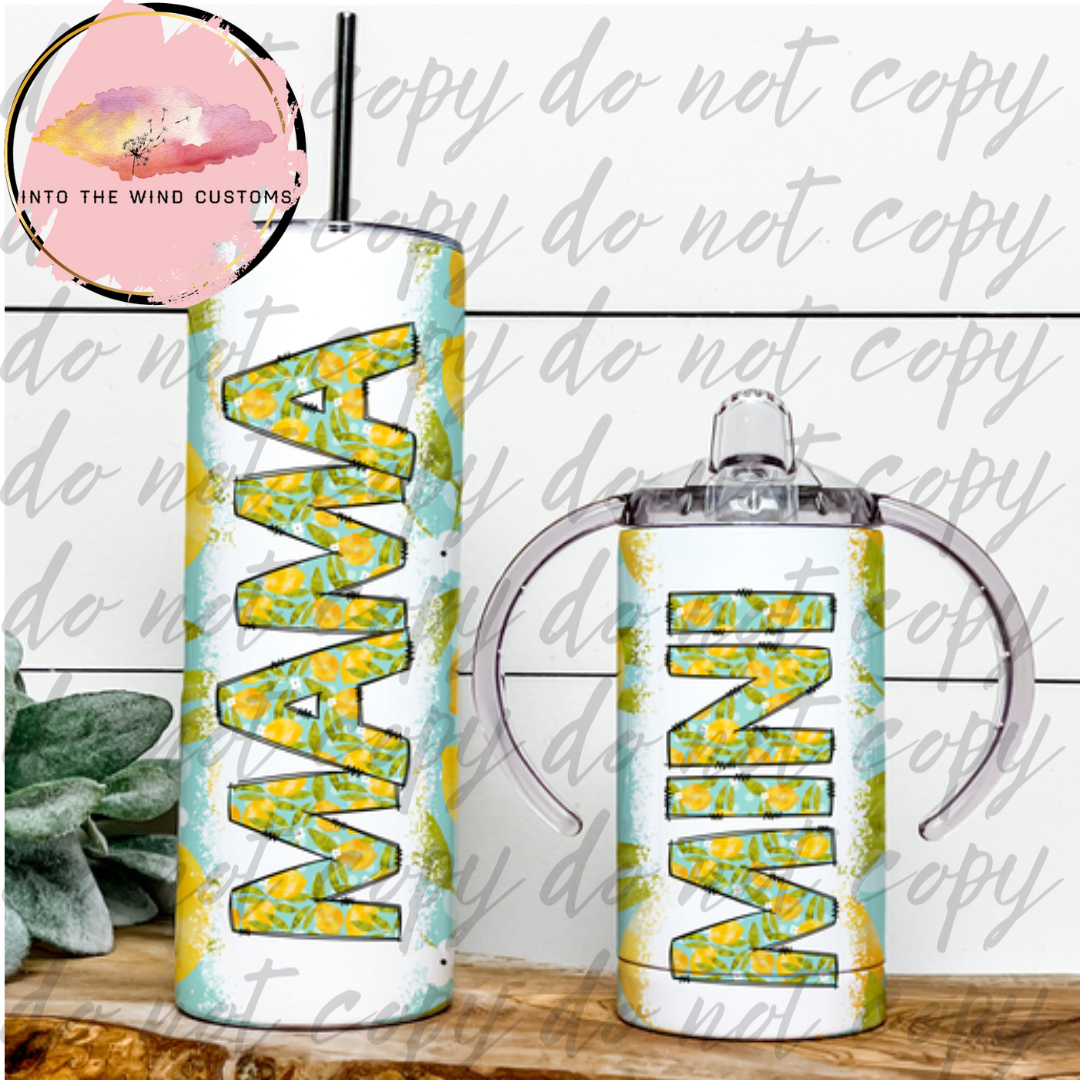 Mama & Mini "GROW WITH ME CUP" Tumbler Set (Lemon Blue)