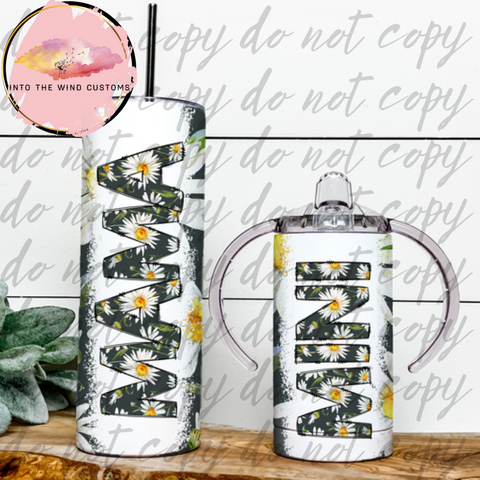 Mama & Mini "GROW WITH ME CUP" Tumbler Set (Daisies)