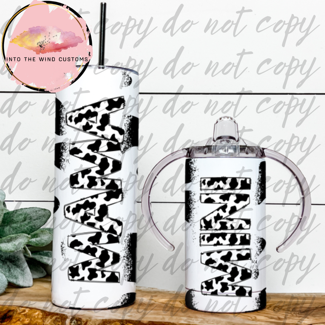 Mama & Mini "GROW WITH ME CUP" Tumbler Set (Black Cow Print)