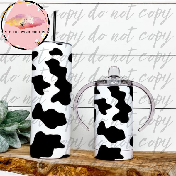 Mama & Mini "GROW WITH ME CUP" Tumbler Set (Black Cow Print)