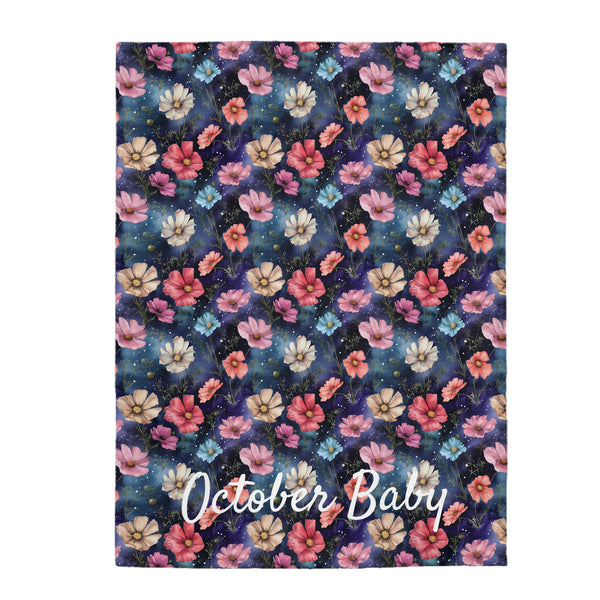 Birth Month Flower (October) Velveteen Plush Blanket