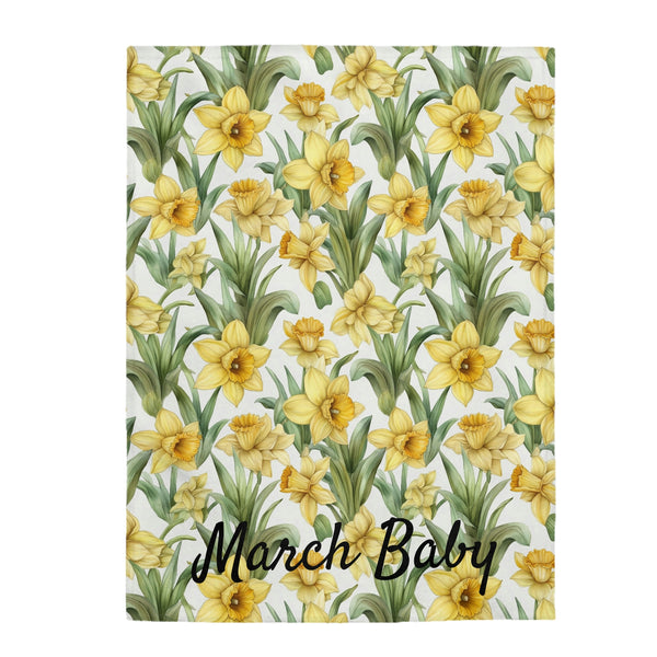 Birth Month Flower (March) Velveteen Plush Blanket