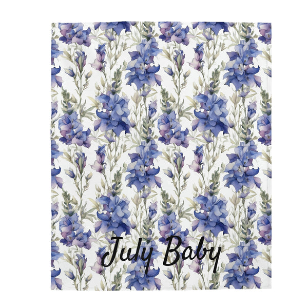 Birth Month Flower (July) Velveteen Plush Blanket