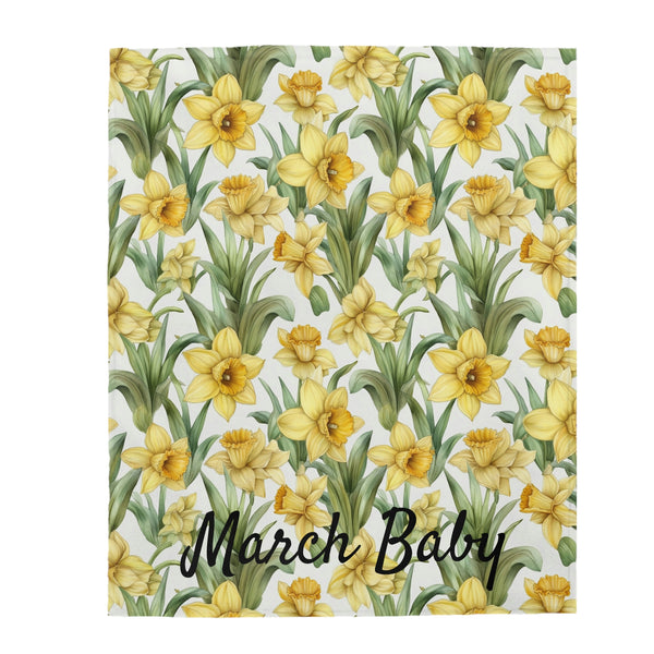 Birth Month Flower (March) Velveteen Plush Blanket