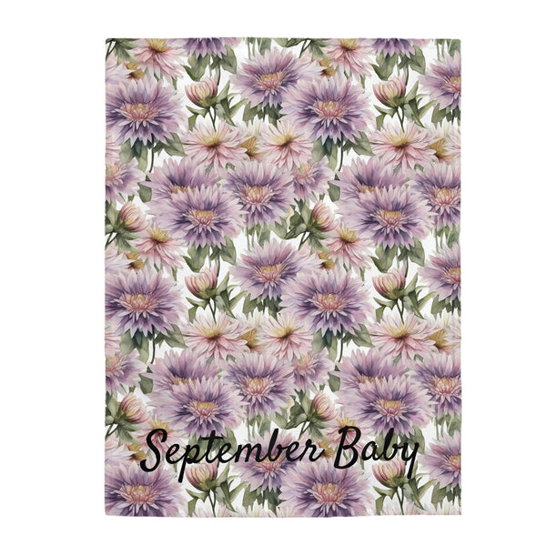 Birth Month Flower (September) Velveteen Plush Blanket