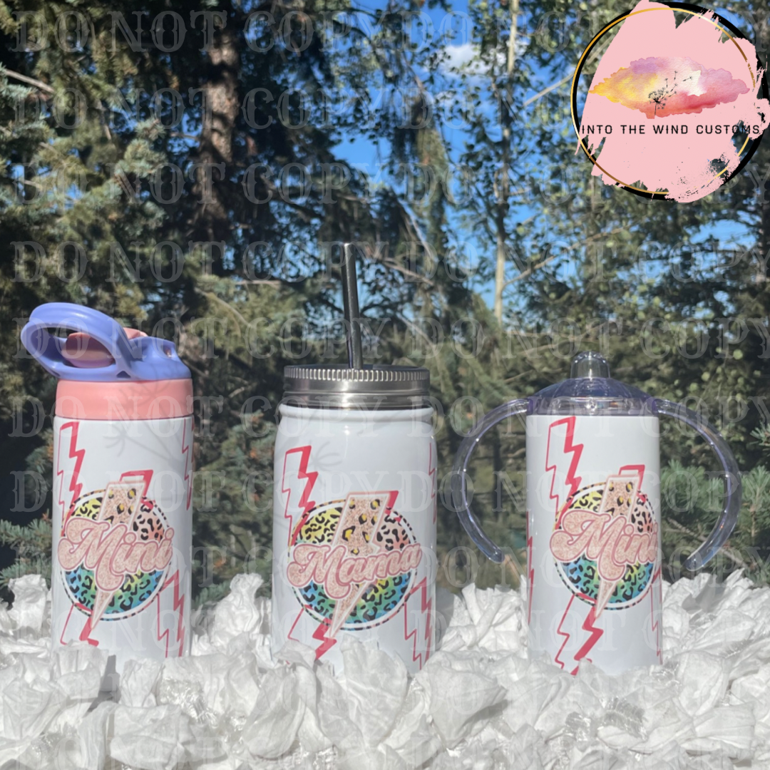 Mama & Mini Pink Lightning Bolt Tumbler Set