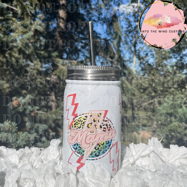 Mama & Mini Pink Lightning Bolt Tumbler Set