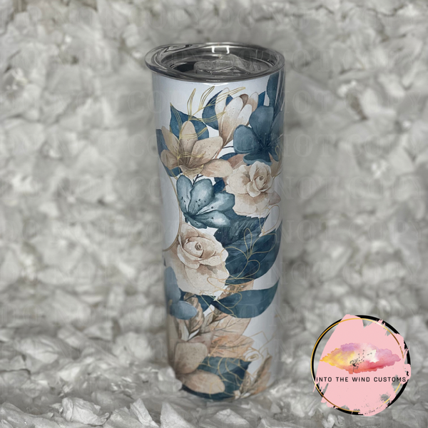 Navy & Rose Gold Floral Mama Tumbler